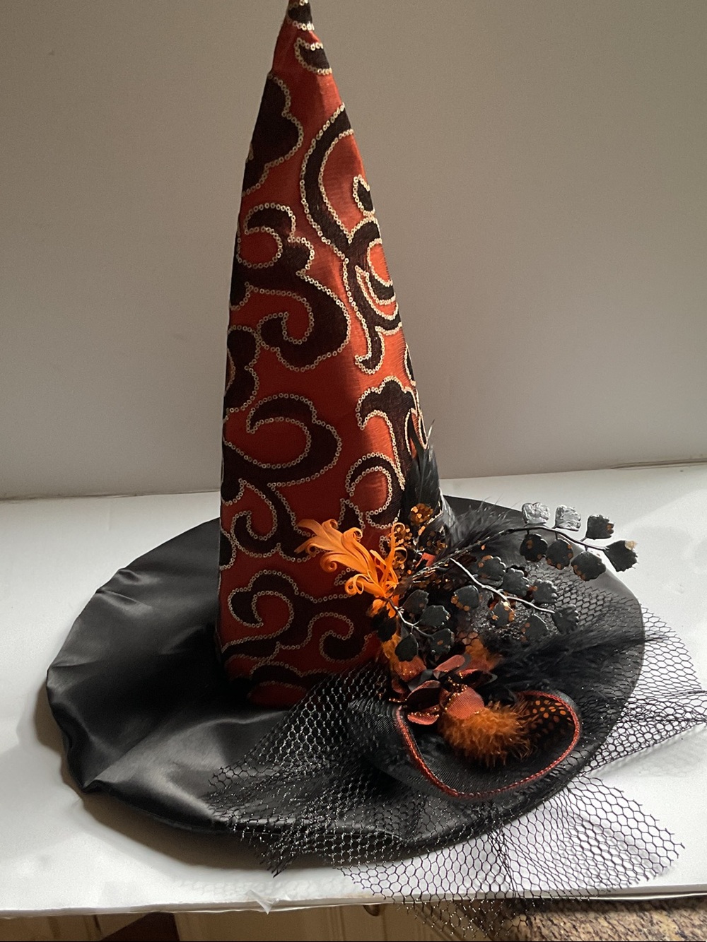 Pier 1 Orange and Black Decorative Witch Hat